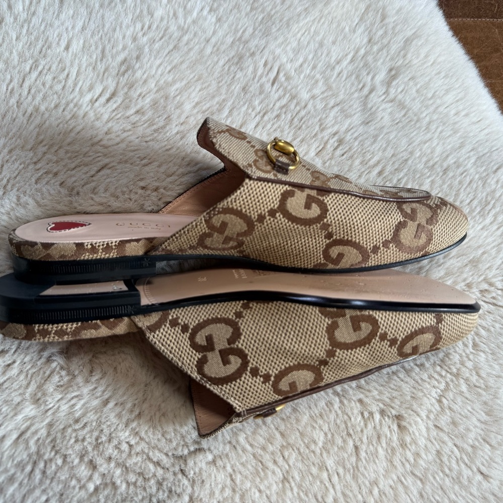 Gucci Princetown GG logo Canvas Loafer Mules in Rosewood - Picture 10 of 14